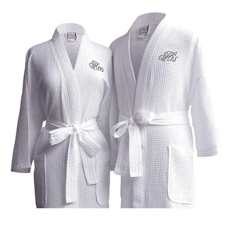 CHINEE Custom 5 Star Hotel Logo White Bath Robe Quick Dry Breathable 100% Cotton Kimono Waffle Spa Bathrobe