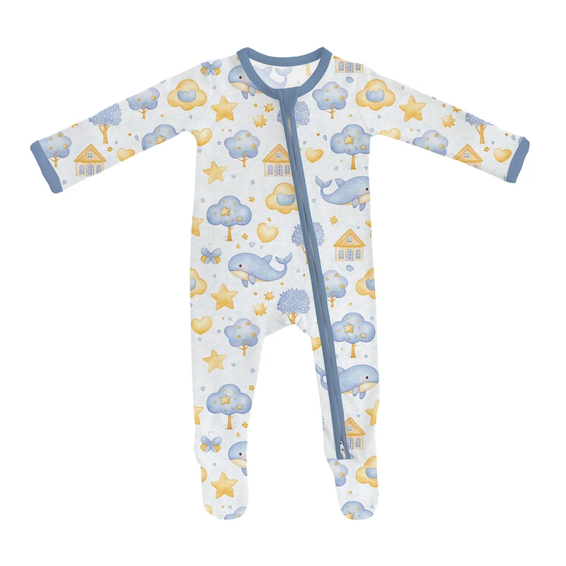CHINEE Custom 95% Bamboo 5% Spandex Footless Baby Infant Kid Children Zipper Pajamas Romper Onesie Clothes Toddler Sleepwear