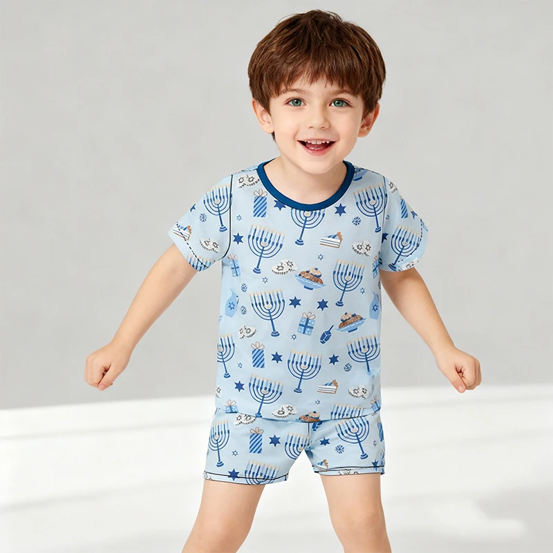 CHINEE Custom Baby Bamboo Viscose Pajamas Set for Kids Children's Short Shirt Pant 2 Pic Summer Toddler Sleepwear