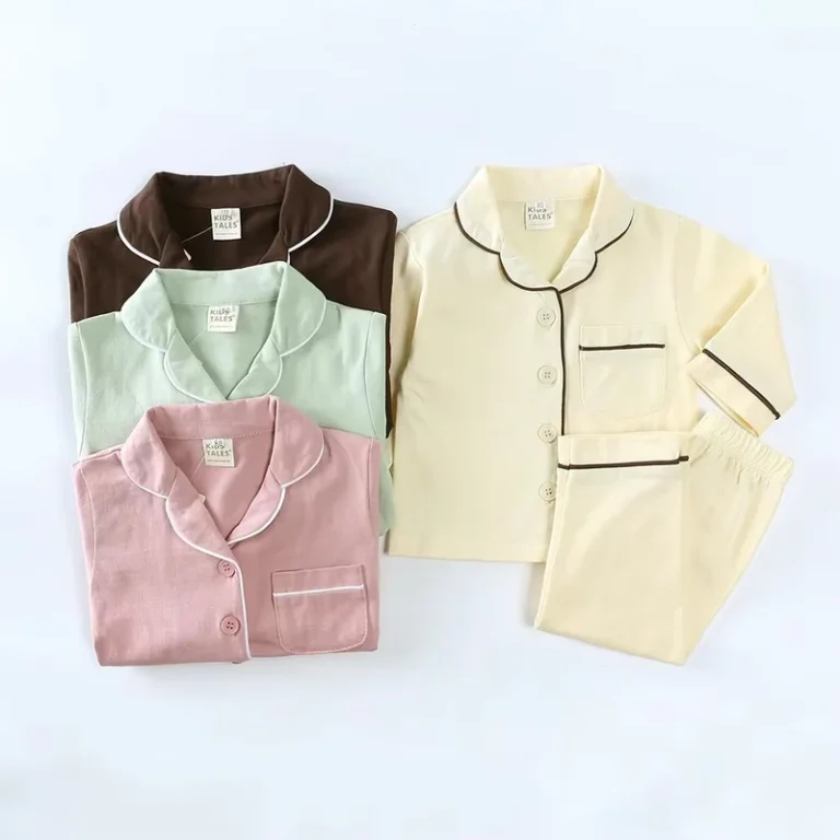 CHINEE-Custom-Baby-Girl-Pyjamas-Sleepwear-Clothing-Set-Solid-Color-Long-Sleeve-Pajamas-Kids-Girls-Two-Piece-Cotton-Pajama-Set