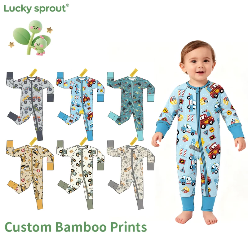 CHINEE Custom Bamboo Baby Rompers Lounge Set Kids Long Sleeve Snug Fit Sleepwear Baby Boys Bamboo Two Piece Pajamas Set