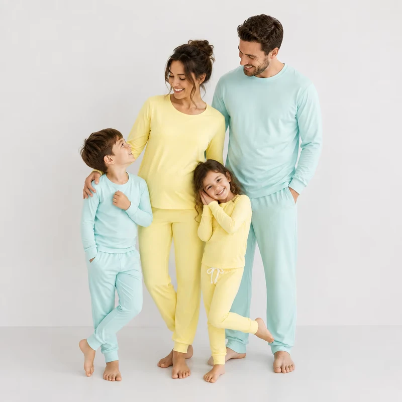 CHINEE Custom Bamboo Fabric Mommy and Me Pajama Set Clothes Long Sleeve Breathable Sleepwear Children Clothing Family Matching Outfits