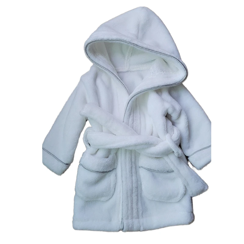 CHINEE Custom Bath Robe Plush Hooded Luxury Brand Robe Baby Dressing Gown Salon Hotel Kid Robes Spa Pink