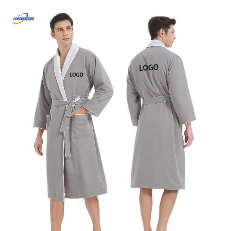 CHINEE Custom Bathrobe Custom Logo Luxury Skin friendly Shawl Collar Double Layer Peach Skin Bathrobe Unisex