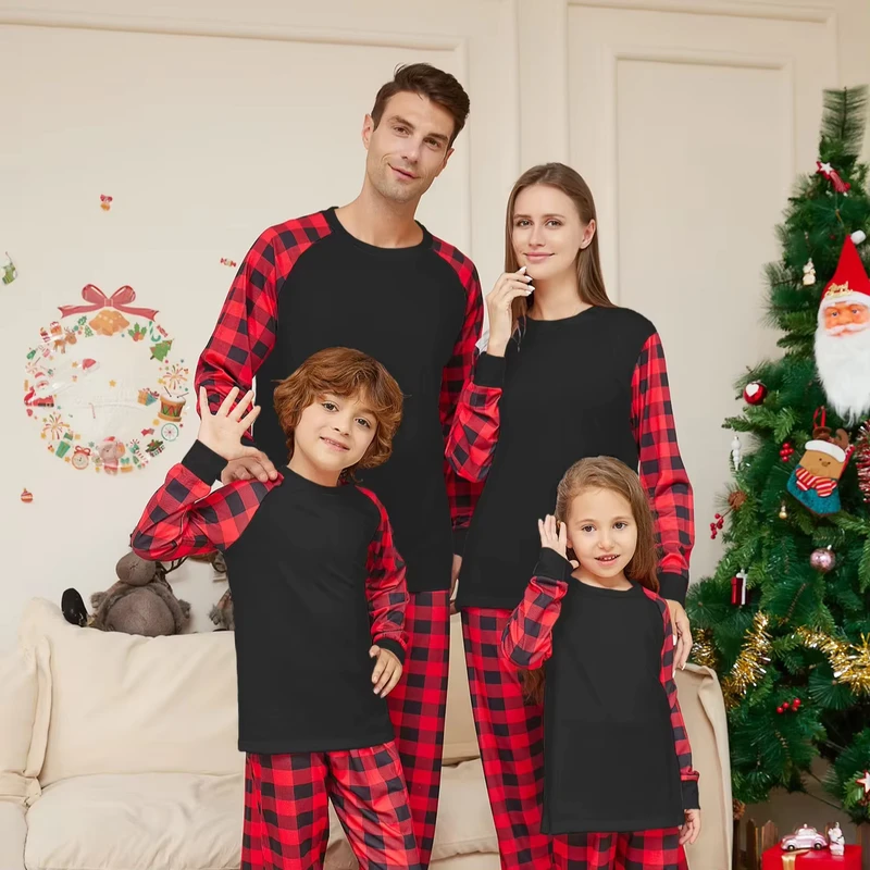 CHINEE Custom Blank White Red Plaid Pyjamas Pjs Set Family Matching Women Unique Christmas Woman Pajamas Set