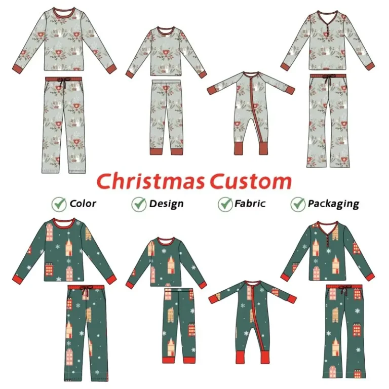 CHINEE-Custom-Branded-Casual-Bamboo-Pajamas-for-Fall-Matching-Family-Outfits-for-Girls-Boys-Baby-Boys-Women