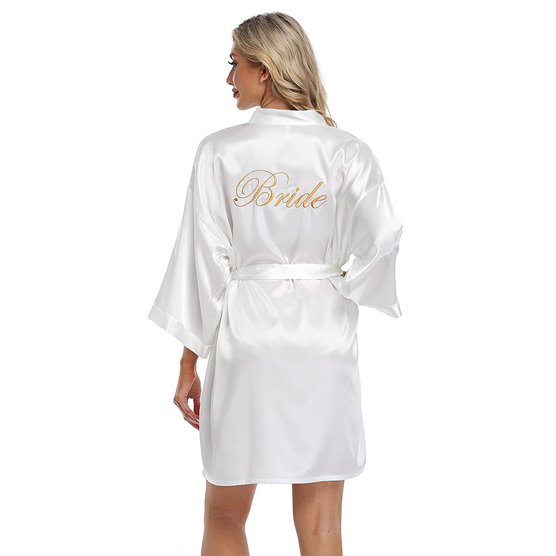CHINEE Custom Bride Bridesmaid Logo Short Summer Home Nightgown Bath Robes Women Bridal Satin Bathrobe Wedding Party Events
