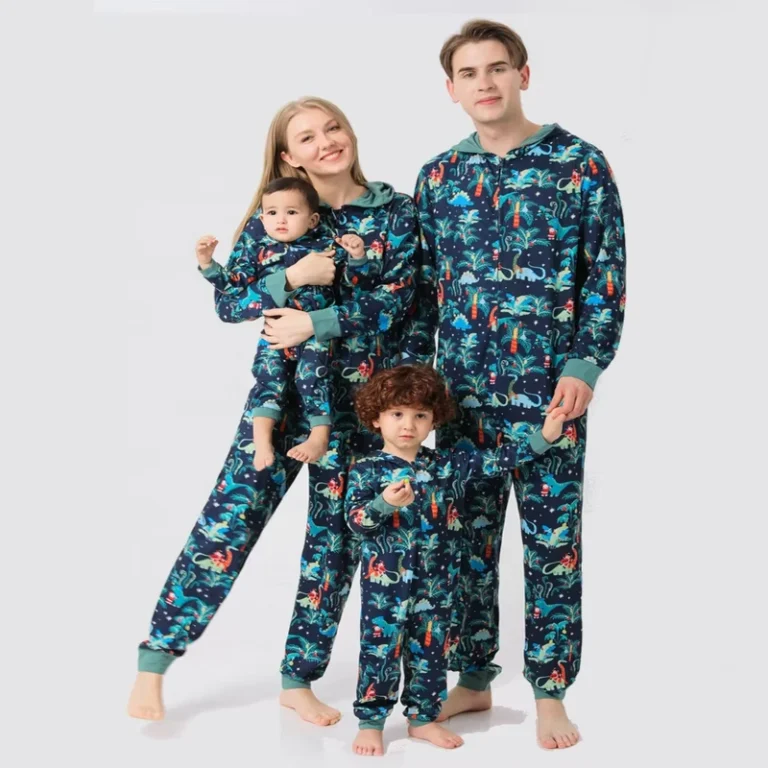 CHINEE-Custom-Cartoon-Dinosaur-Pjs-Christmas-Pyjamas-Family-Onesie-Pajamas-Hooded-Zipper-Jumpsuit-One-Piece-Family-Sleepwear