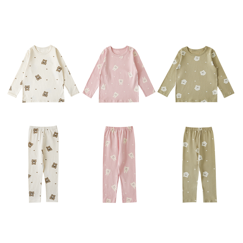 CHINEE Custom Children Clothes Baby Cute Cartoon Bear themed Pajama Girls Loungewear Sleepwear