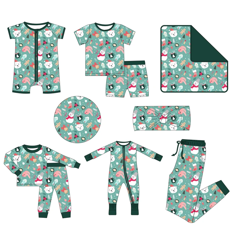 CHINEE Custom Christmas Organic Bamboo Baby Pajamas Toddler Kid Rompers Onesies Sleepsuit Newborn Clothes Manufacturer