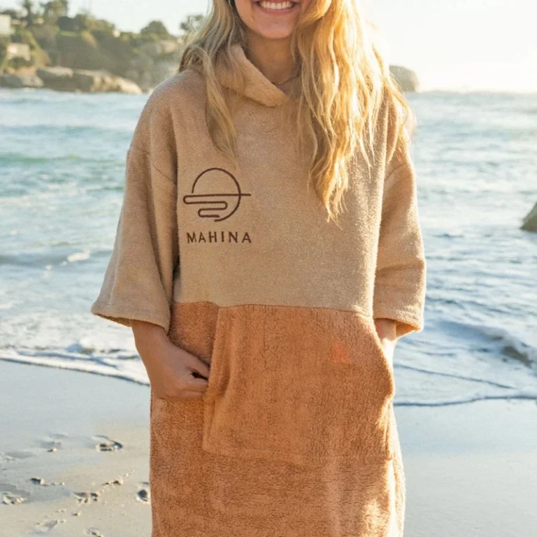 CHINEE Custom Color Cotton Toweling Poncho Surf Robe With Embroidery Pool Beach Wearable Changing Towel With Hood