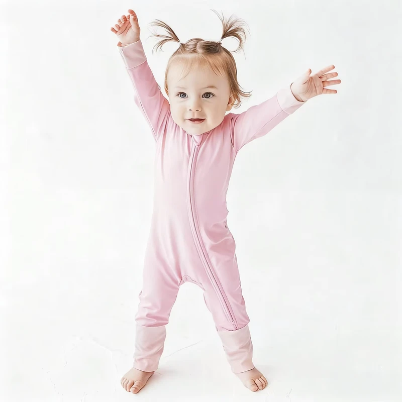 CHINEE Custom Color Print Kids Jumpsuit Long Sleeve Newborn Sleepwear Infant Bamboo Spandex Baby Romper Pjs Footed One piece Pajamas
