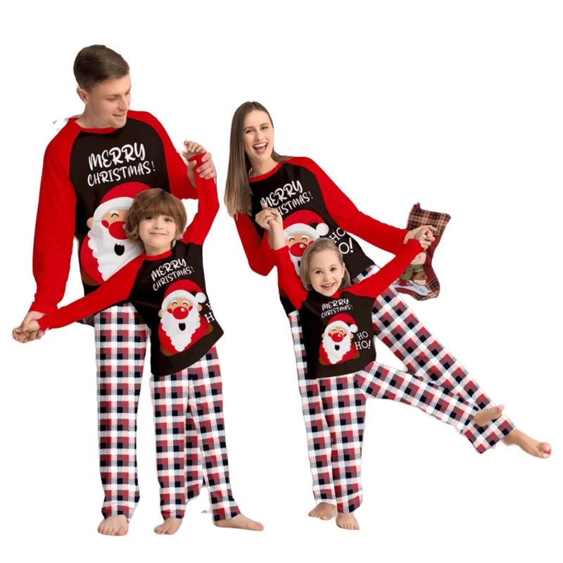 CHINEE Custom Design Red Matching Christmas Household Family Set Adult Kids Jumpsuit Pajamas