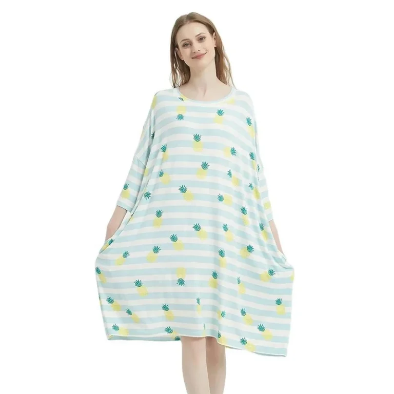 CHINEE Custom Design Summer Cooling Ecofriendly Plant Viscose Breathable Oversized Plus Sized Sleeping Nightgowns Long Women Sleep Tee