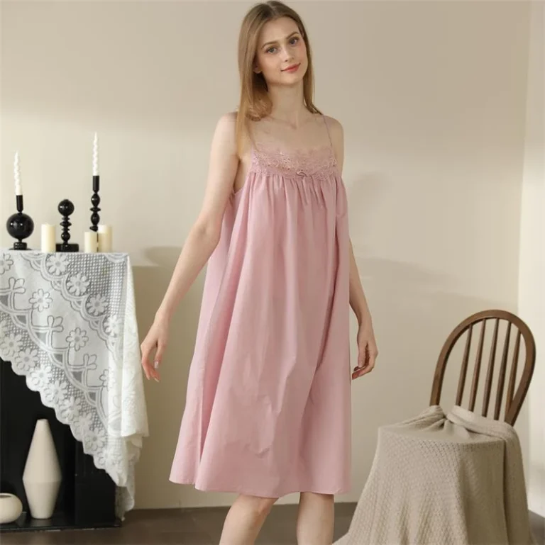 CHINEE-Custom-Design-Womens-Cotton-Lace-Trim-Spaghetti-Strap-Nightgown-Knee-Length-Soft-Breathable-Summer-Sleep-Dress-for-Ladies