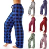 CHINEE Custom Design logo Stretch Plaid Home Wear Casual Pants Loose Pajama Sleep Pant for Women Wide leg Pants