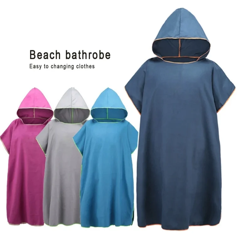 CHINEE Custom Designed Suede Hooded Surf Poncho Quick Dry Microfiber Towel Summer Ling Robe with Hooded Towel