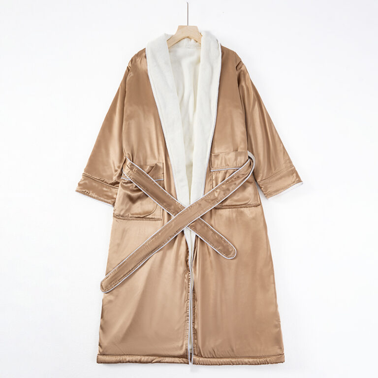 CHINEE-Custom-Dual-Layer-Satin-Silk-Bathrobe-for-Men-and-Women-Luxury-Gabardine-with-Front-Logo-Knee-Length-for-Home-Spa-Use