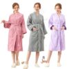 CHINEE Custom Embroidered Logo Spring Summer 100% Cotton Kimono Bathrobe Knee Length Hotel Sleepwear for Male Female Couples Plus Size