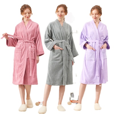 CHINEE Custom Embroidered Logo Spring Summer 100% Cotton Kimono Bathrobe Knee Length Hotel Sleepwear for Male Female Couples Plus Size