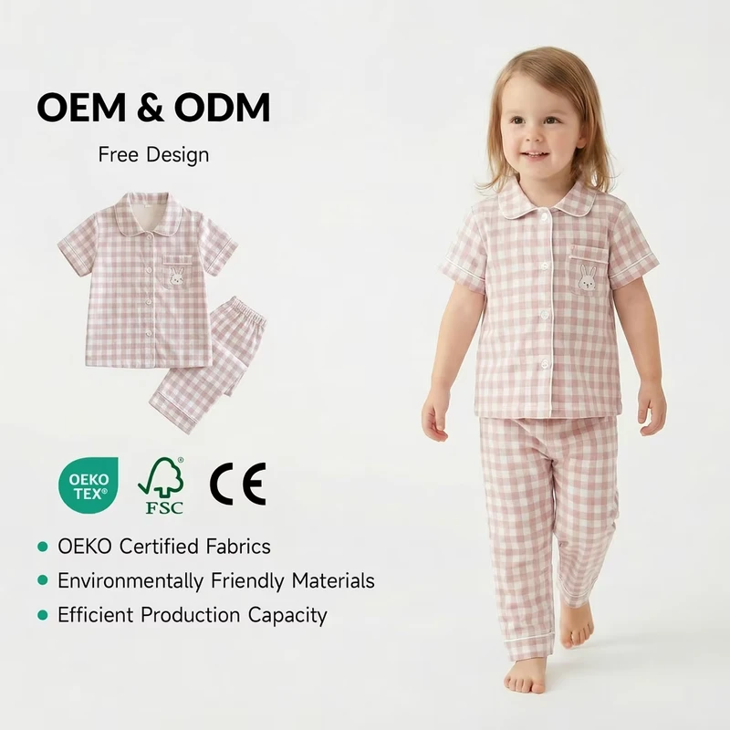 CHINEE Custom Embroidery Pajama Kids Custom High Quality Kids Cotton Pajamas Baby Girl Clothes