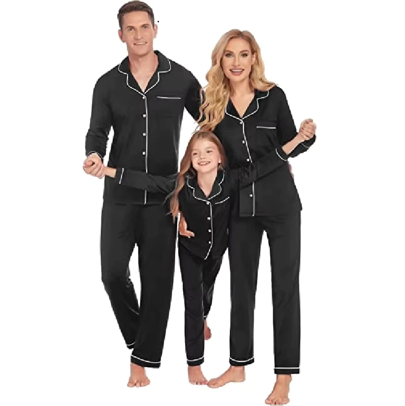 CHINEE Custom Family Pajamas Cotton Matching Satin Pajamas Set OEM Designer Clothes Silk Pajama Set