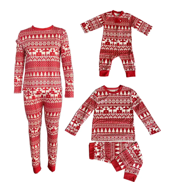 CHINEE Custom Festival Matching Christmas Pajamas Family Adult Kids Sleepwear Xmas Nightwear Long Sleeve Christmas Pajamas