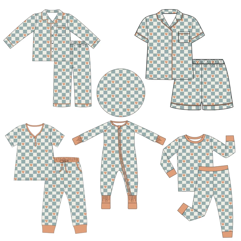 CHINEE Custom Floral Christmas Pajama Sets Couples Kids Bamboo Matching Family Sleepwear Breathable
