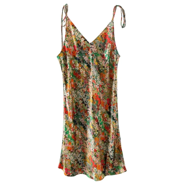 CHINEE-Custom-Floral-Printed-Design-Silk-Satin-Nightwear-100-Pure-Silk-Night-Dress