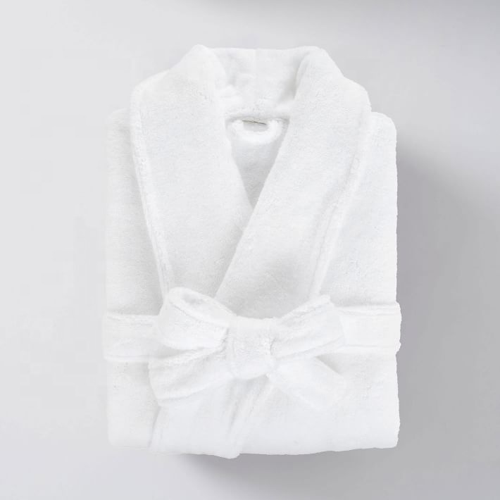 CHINEE Custom Hotel Spa Home Quick Dry Organic Robe Organic Cotton Bath Robe With Loop and Pockets