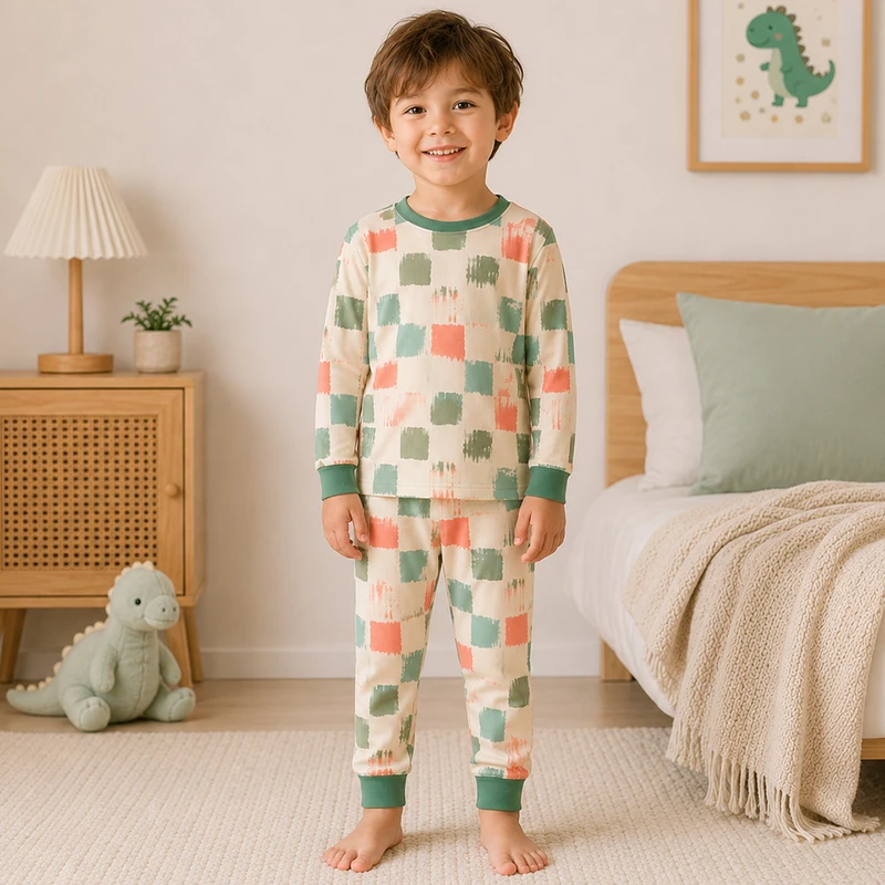 CHINEE Custom Kids Bamboo Spandex Pajamas Children's Sleepwear Clothing Baby Toddler Two Pieces Clothes Set