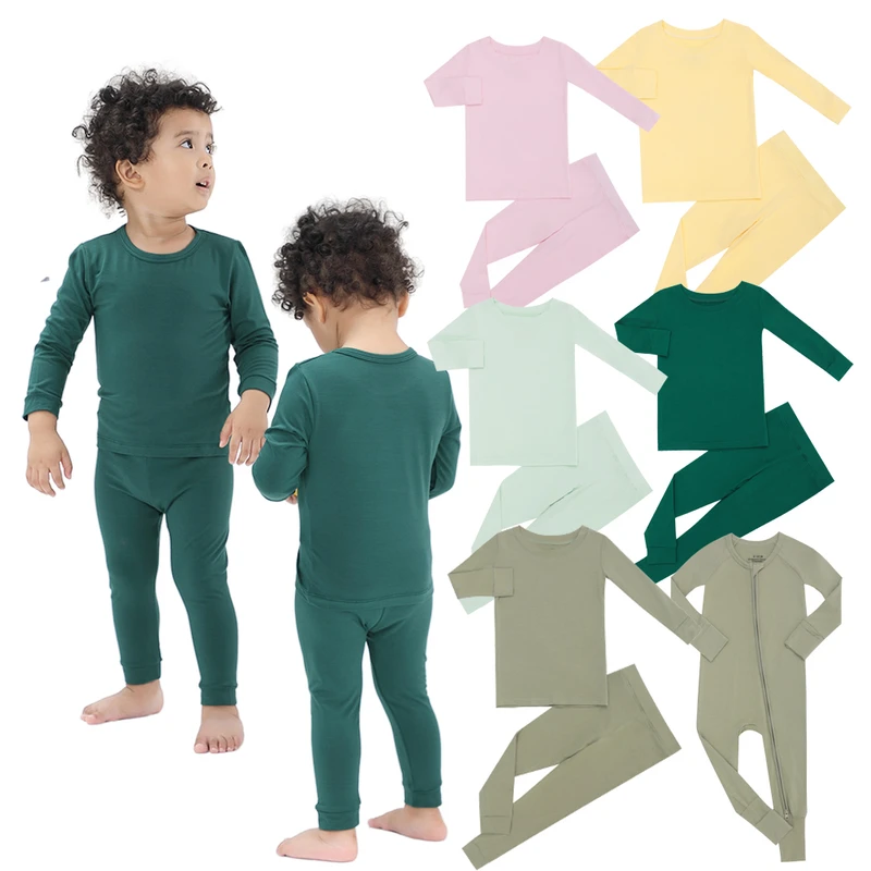 CHINEE Custom Kids Bamboo Viscose Baby Clothing Bamboo Children Pajamas Long Sleeve Kids Pyjamas Set