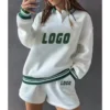 CHINEE Custom Logo 2 Piece Ladies Sportswear Set Plus Size Gym Shorts & Hoodie Girls Loungewear for Women