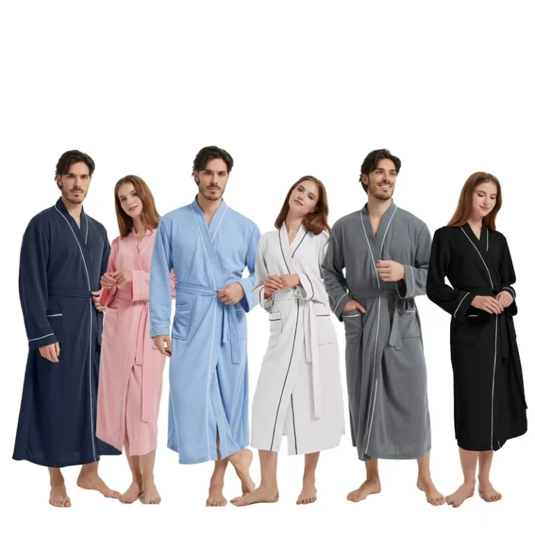 CHINEE Custom Logo Adult Shower Wearing Bath Towel Waffle Bathrobe Spa Robe for Summer Autumn Spring Bathrobes