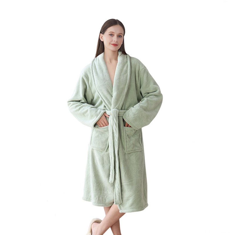 CHINEE Custom Logo Color Bathrobe Women Men Coral Fleece Terry Hotel Robe Warm Plush Loungewear Oversized Long Hooded Bathrobe