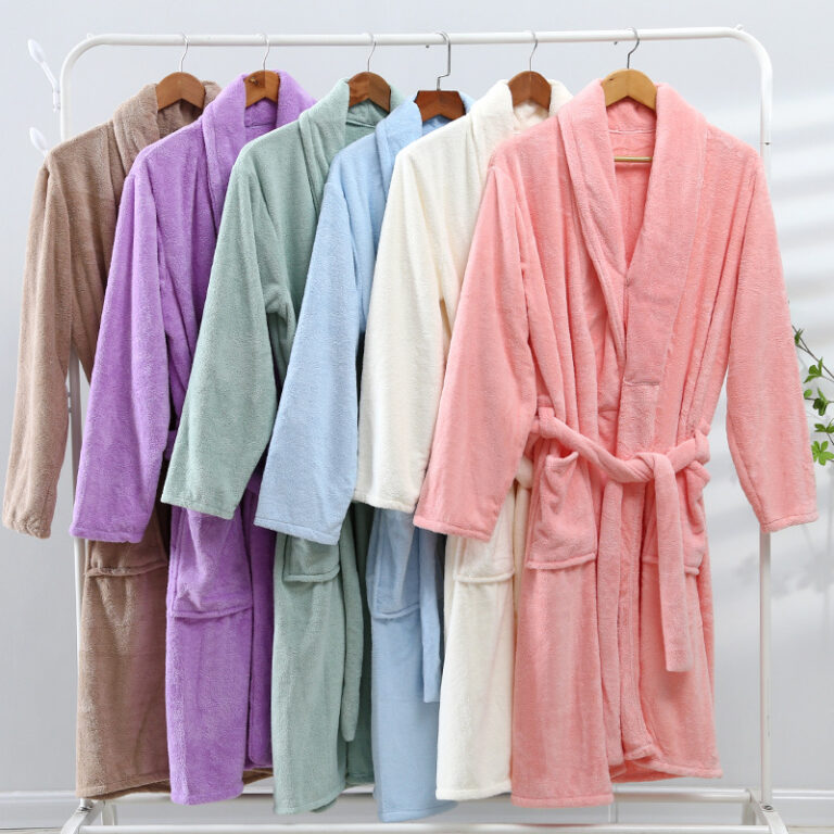CHINEE-Custom-Logo-Coral-Fleece-Bathrobe-Breathable-Soft-Thermal-100-Polyester-Hotel-Robes-Nightgown-for-Men-and-Women