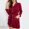 CHINEE Custom Logo Long Sleeve Nightgown Shirt Satin Pajamas Plus Size Women's Sleepwear
