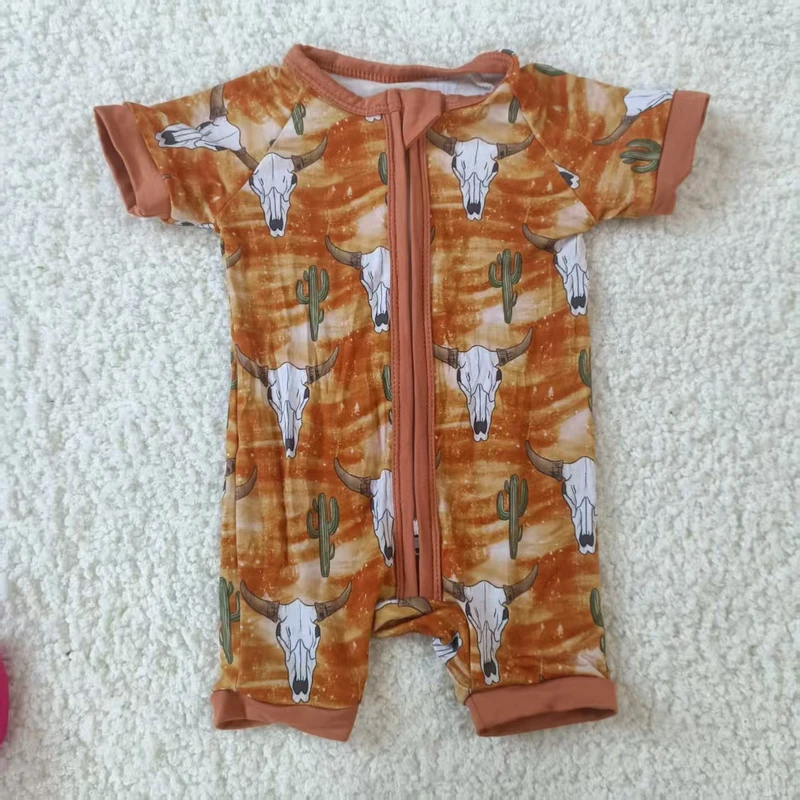 CHINEE Custom Logo Printbamboo Fiber Baby Toddler Short Sleeve Romper Kid Summer Infant Pajamas Sleeper Pyjamas Clothes