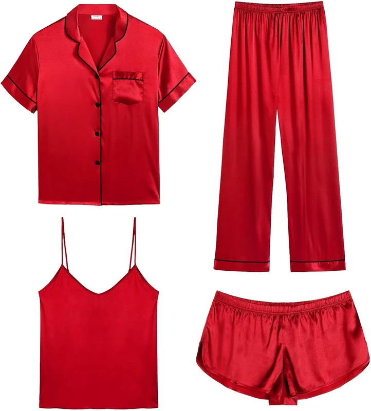 CHINEE Custom Logo Private Label 100% Mulberry Silk Women's Pajama Set Front Logo Short Sleeve Satin Fabric Spring Casual Sleepwear