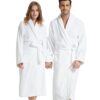 CHINEE Custom Luxury Adult Long White Cotton Bathrobe Unisex for Hotel Spa Home Use Soft Absorbent Toweling Robe Set Couples or Adults