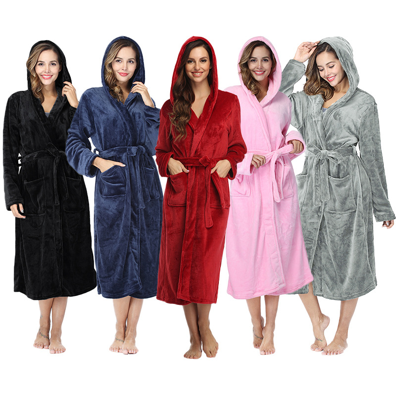 CHINEE Custom Luxury Bath Robes Unisex Flannel Winter Fleece Pajamas for Women Thick Bathrobe