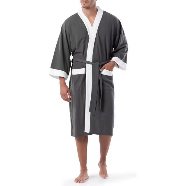 CHINEE Custom Luxury Custom Logo Printed Bath Robe for Men Cotton Modal Sleepwear Thermal Plus Size Modal Long Sleeve Robe Solid