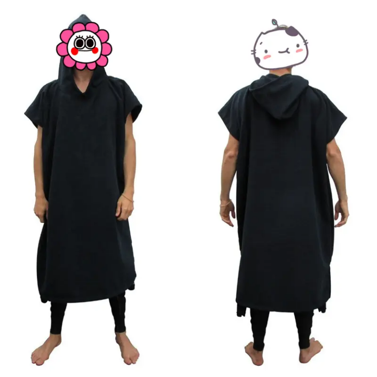 CHINEE Custom Made Printed Cotton Hooded Beach Poncho Towel 100% Cotton Surf Changing Robe Hypoallergenic Quick Dry