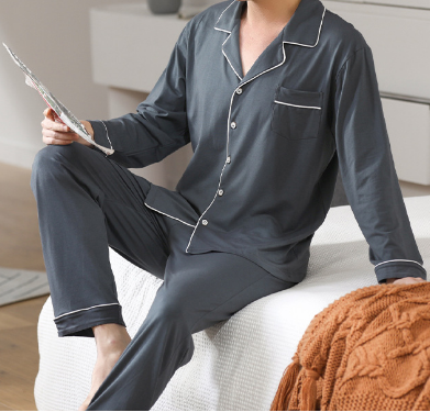CHINEE Custom Men's Modal Pajamas Comfortable Long Sleeve Sleepwear Breathable PJ Sets Plus Size Lounge Wear