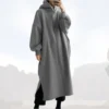 CHINEE Custom Muslim Women Hooded Dress Solid Color Full Sleeve Pullover Dresses Fall Long Hoodie Sweatshirt Dress With Pocket China