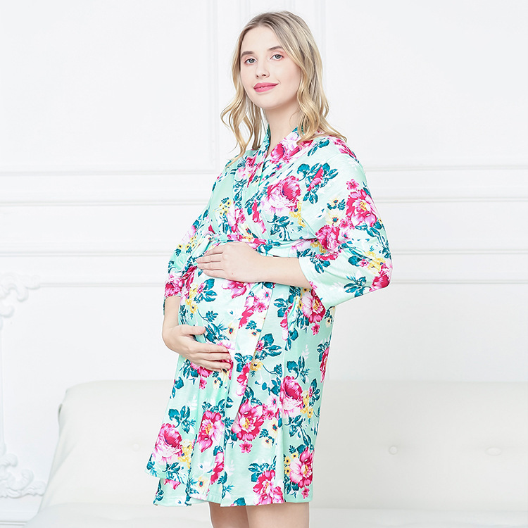 CHINEE Custom New Arrival Floral Nursing Dress Maternity Nightgown Labor Delivery Breastfeeding Birthing Gown