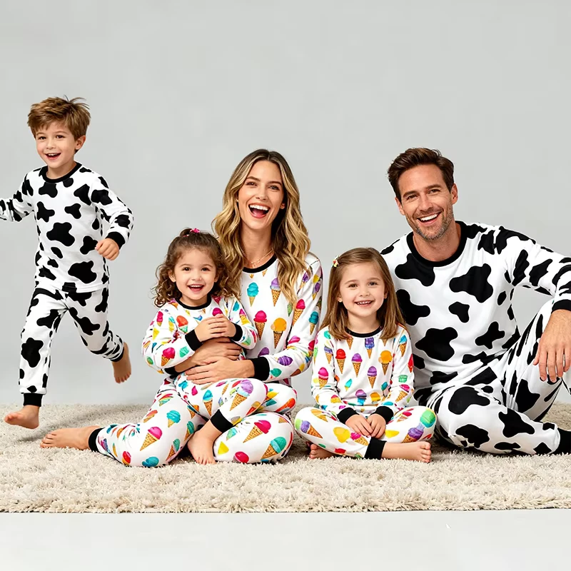 CHINEE Custom New Design Christmas Family Matching Outfit Pajamas Set Casual Long Sleeves Bamboo Pajamas