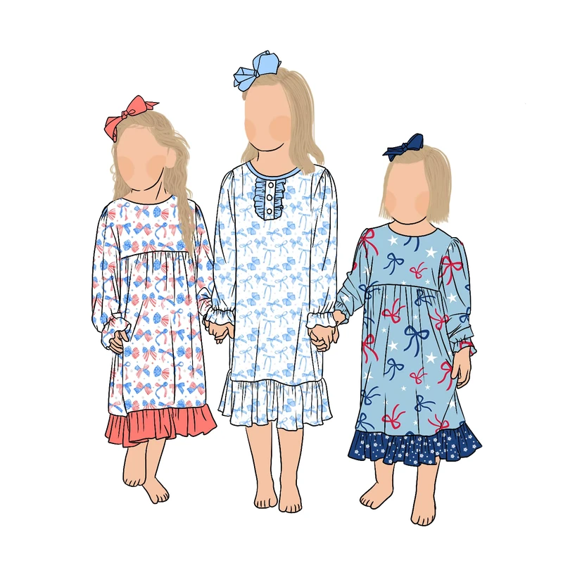 CHINEE Custom New Designs Comfortable Spring Floral Pattern Baby Girls Night Gown Toddlers Baby Girl Sleepwear Dresses