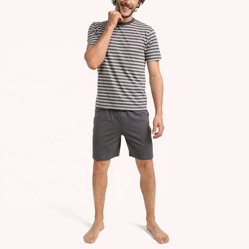CHINEE Custom ODM Summer Men's Pyjamas Cotton Round Neck Sleep Set Short sleeved Casual Leisure Wear Print Mens Pajama Set