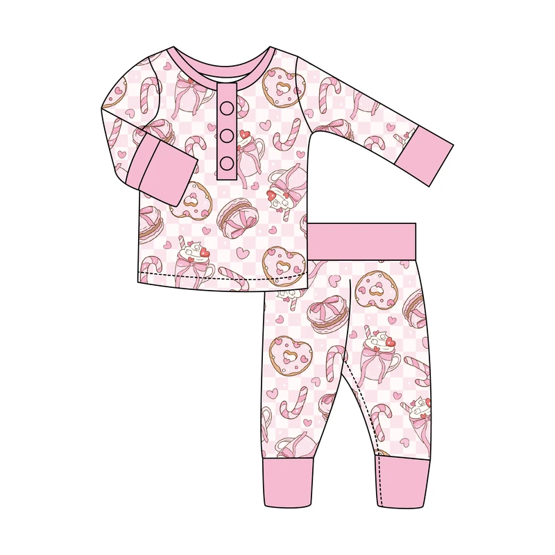 CHINEE Custom Organic Bamboo Baby Pajama Sets 2pcs Long Sleeve Printing Pattern Children Homewear Nightgown Toddler Pyjama Sets